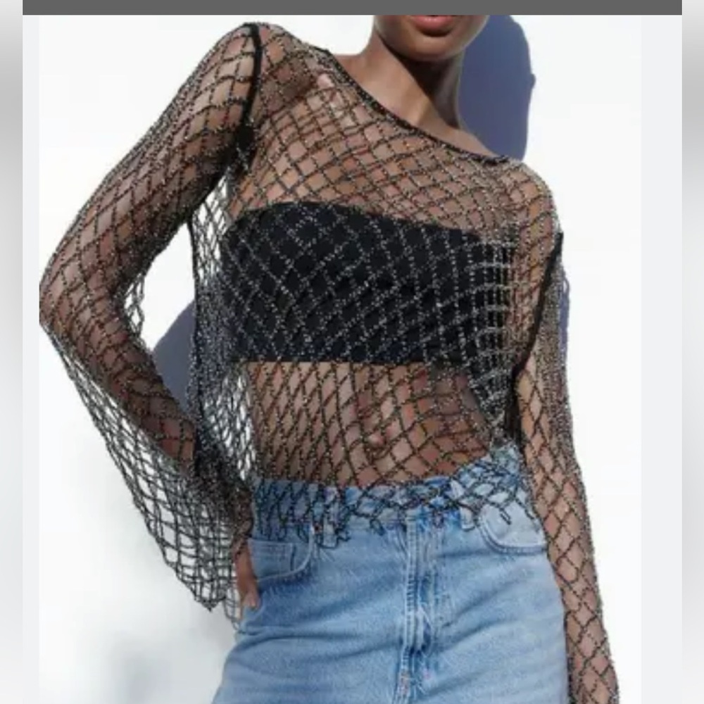 Zara rhinestone top